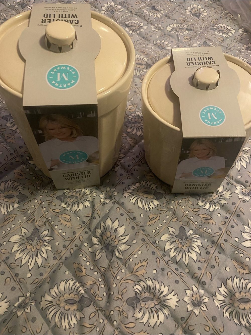 New!! Martha Stewart Broadbrook Stoneware Canisters in Cream (Set of 2)
